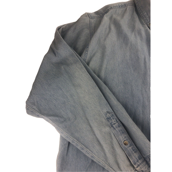 Vintage 90s Tri Mountain‎ Men's Washed Denim Shirt XL Long Sleeve Button Up Blue - Picture 6 of 16